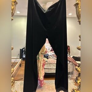 Black Velvet Pants with Lace Trim Sz XL